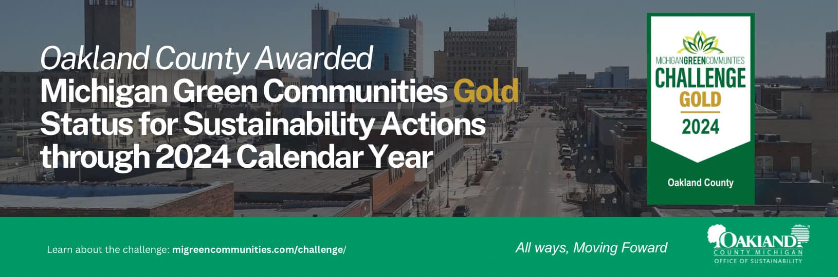 Oakland County Awarded Michigan Green Communities Gold Certification for Sustainability Efforts in 2024